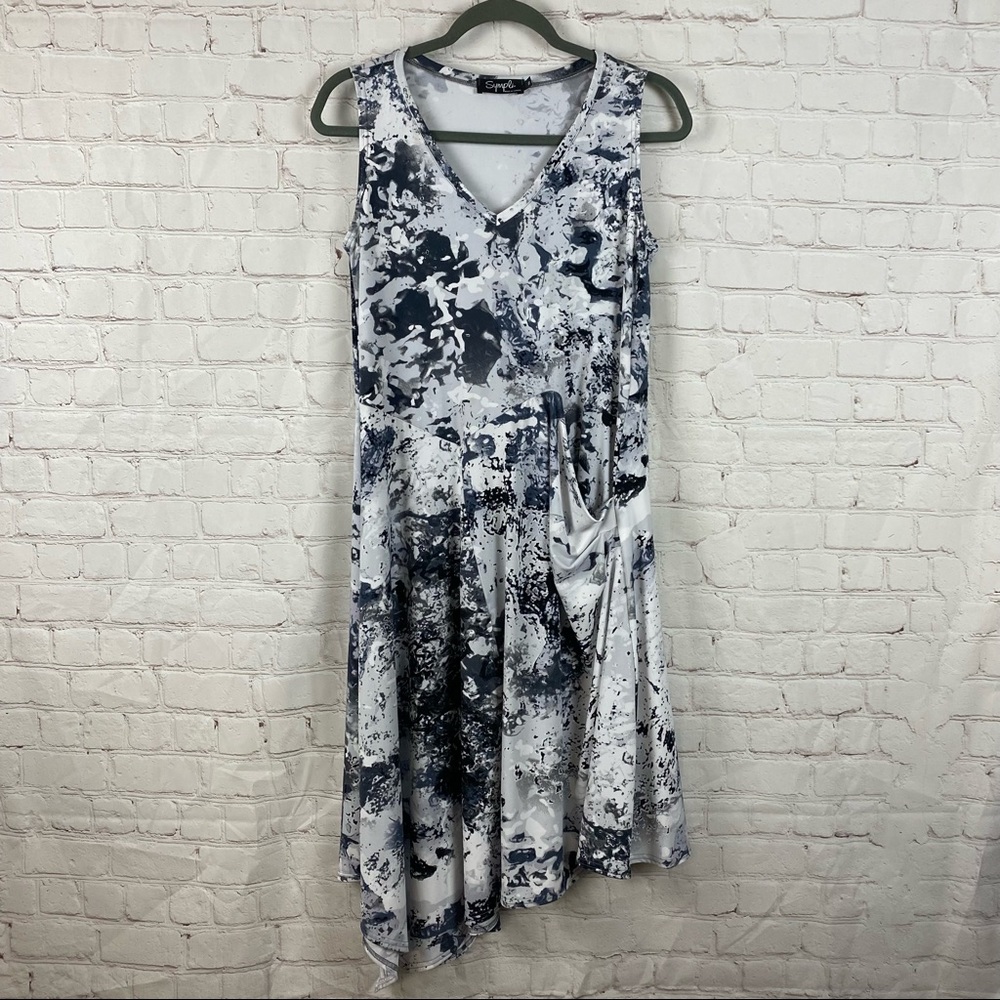 Sympli of Canada Asymmetrical Sleeveless Lagenlook Draped Shift Dress Size 10